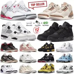2024 Jumpman 3S 4S Men Basketball Shoes 3 Palomino Cement Reacted Fire Luck Pine Green 4 Black Cat Bred Sail White Oreo Red Thunder Mens Trainer Sneaker