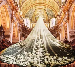 2016 3DVéus de casamento florais com apliques de renda marfim e branco catedral comprimento acessórios de noiva inspirados em mel5223032