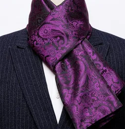 겨울 디자이너 160cm Long Men Purple Paisley Silk Scarf 남성 브랜드 숄 랩 랩 페이스 스카프 A 성인 Barrywang1458741