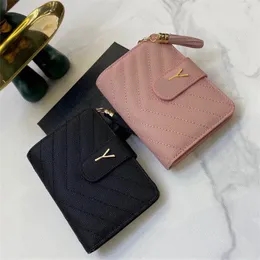 Frauen Geldbörsen Luxus Rindsleder Karteninhaber Designer Y Billfold Brief Kartenhalter Weibliche Rosa Schwarz Geldbörse Dreifache Brieftasche Taschenbuch