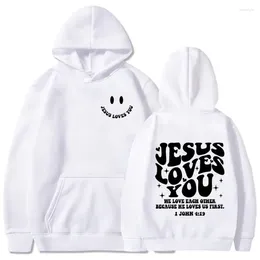 Men's Hoodies Jesus Loves You Double Sided Printed High Street Fashion Oversized Sweatshirts Men Women Quality Vintage Sudaderas