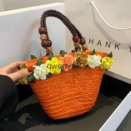 토트 밀짚 꼰 가방 여성 2023 여름과 짠 raan 지갑 꽃 ​​beac 바구니 암컷 Boemia Bali andbag Bolsos mimbreh24219