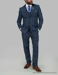 Men's Suits Blazers (Jacket+Pants+Vest) Tailor-Made Men Plaid Business Suit 3 Piece Groom Tuxedo Wedding Evening For Man 2021 Slim Fit Custom Made
