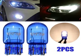 2 pçs t20 7443 luz w215w halogênio branco drl sinal de volta parar freio cauda lâmpada do carro farol bulbs7549253