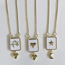 Colares Pingente 10 Pcs Mais Recente Design Banhado A Ouro Latão Esmalte Pingentes Colar Jóias Coração Estrela Religiosa Branco Esmalte Charme Para Mulheres