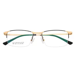 Armação de óculos míopes retrô de titânio puro Men039s Ultraleve Óptico Halfframe Glasses9539251