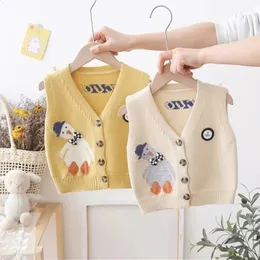 Baby Clothing Childrens knitted Sweater Vest Autumn Winter Thickened Warm Infant Boys Vneck sweater Coat 240130