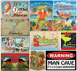2021 5 개의 Oclock 어딘가 아트 벽 포스터 맥주 Oclock Metal Tin Signs Pub Bar Decoration Man Cave Wall Stickers Kitchen Home DEC7123199