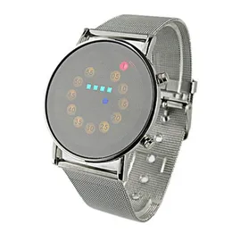 2020 nuovo orologio da polso da uomo con luce rossa blu LED moda in acciaio inossidabile per uno stile speciale e affascinante orologi digitali da uomo intero2734
