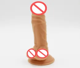 Nyaste kött stora realistiska dildo vattentät flexibel penis med texturerad axel och stark sugskopp sexleksak för kvinnor8774461