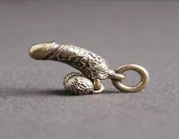 Criativo pingente de pênis de bronze divertido imitação de frango personalidade mini chaveiro de carro masculino genitalia1379817