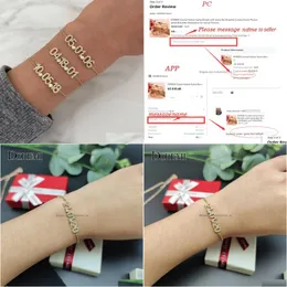 Charm Bracelets Doremi Trendy 6Mm Letter Zircon Bracelet With Birthstone Adjustable Name For Women Girl Jewelry Female Gift Mom 2311 Dh3Ey
