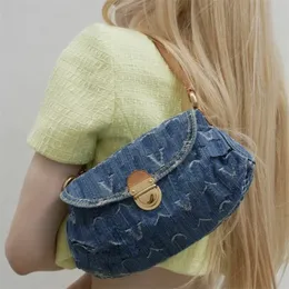 Mulheres hobos designer denim bolsas de ombro luxo feminino carta l pacote axilar moda bolsa axilar meninas bolsas marca