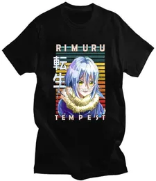 men039s tshirts 독특한 tshirt 그 당시 나는 슬라임 블랙 티셔츠 Rimuru Tempest Anime Tshirt Harajuku Men으로 환생했습니다 3225853