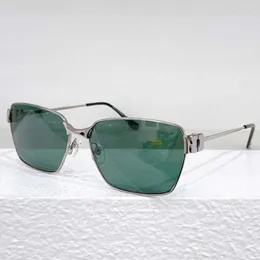 Modedesigner Womens Square Solglasögon BB0374SK Aviator retro solglasögon för kvinnor metallramgröna linser UV400 -sida med logotypen Sexiga damglasögon