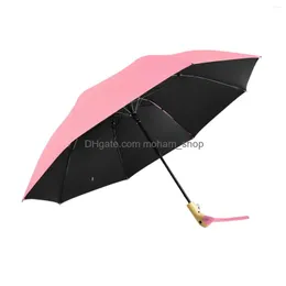 Umbrellas Two Fold Matic Duck Umbrella Mtifunction Durable Wooden Handle For Climbing Travel Backpacking Walking Outdoor Drop Delive Dhxk4