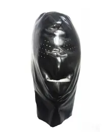 Breathable Latex Party Head Mask BDSM Sex Bondage Hoods with Small Eye Holes Black For Women RJDBY0013942128