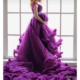 Maternity Gown Lace Maxi Dresses Women Photography Pregnancy Dress for Photo Shoot Fluffy