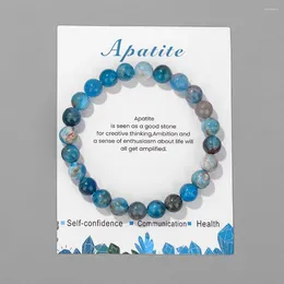 Strand 8mm Natual Stone Quartz Crystal Bracelet Round Blue Apatite Tiger Eye Lazuli Beads With Card For Women Men Jewelry Gift