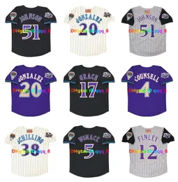 2001 World Series Randy Johnson Baseball Jersey Arizona Luis Gonzalez Curt Schilling Craig Counsell Tony Womack Matt Williams Steve Finley Mark Grace Size S-4XL