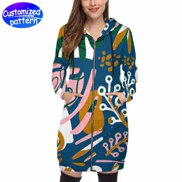 Anpassade kvinnors långa huva långa ärm hoodie kvinnor har hooded hoodie vår och höst hd mönster diy värmeöverföring 95% polyester +5% spandex 549gs-5xl vit