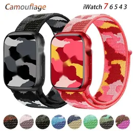 Camouflage Nylon Loop Strap für Apple Watch Band 45mm 41mm 44mm 40mm 42mm 38mm Armband Armband Gürtel iWatch Serie 4 3 5 6 7