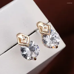 Stud Earrings Shine Rhinestone Clover For Women Jewelry Brand Geometric Korean Earings Kolczyki Z084