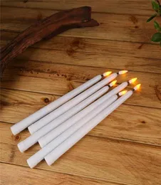 25 pieces 11 inch Flickering Yellow light Battery Powered Electronic Taper Candles Flameless Long Led Candles For Dinner Wedding T4987550