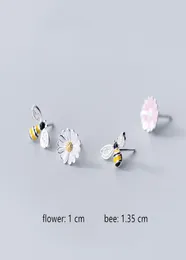 Mix Design 925 Sterling Silver asimmetrico Honey Bee Orecchini con strass Sun Flower Orecchini per le donne Ragazze Pendientes Jewelry7476926
