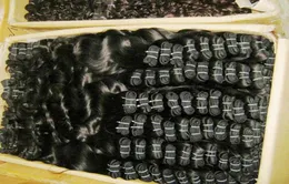 10pcs Whole Straight wavy Weaves Indian Processed Human Hair Extension Black color Cheap 2138248