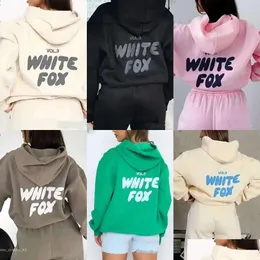 Erkek Hoodies Sweatshirts Beyaz Tilki Hoodie Kadın Tasarımcı Spor Giyim Seti Kadın Eritili Saray SPORTY Uzun Kollu Yüce Kapüşonlu 681 Whit Otewo