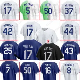 Wszystkie zszyte 17 Shohei Ohtani Mookie Betts Baseball Baseball Koszulki Dodgers Tyler Glasnow Clayton Kershaw Freddie Freeman James Outman Enrique Hernandez