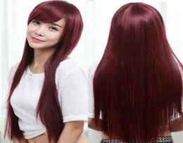 sexy glamour wine red wig long straight hair cosplay costume party full wig Perruque wigs for women38661533867933