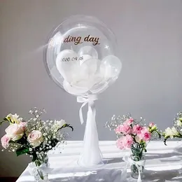 LED BALLON Stand 35cm Bobo Balloon Stick Tood Table Decoration أو Kids Birthday Party Glow Supplies Organza Yarn Kids Favor246s