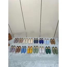 2024nuove scarpe casual mocassini piatti bassi scamosciati in pelle di mucca oxford mocassini passeggiata estiva comfort mocassino slip on mocassino suola in gomma appartamenti Loro Piano Casual 98