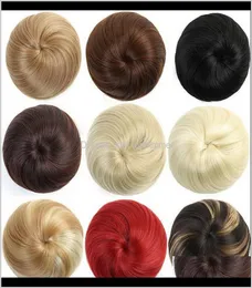 Chignons Extensions Products Drop Delivery 2021 Rubber Band Bun With ClipIn Design Extension Synthetic Roller Fast Scrunchie Fasi2108978