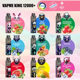 Autentyczny Vapme King 12000 Puffs Pro Dostępowe E papierosy 12K Urządzenia Vape 20ml wstępnie wypełniona sok sok z siatki Podss Wkład 850 mAh Bateria