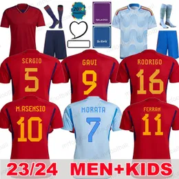 2023 2024 Spains 축구 유니폼 Gavi Pedri Yamal Sergio Pino Merino Koke Eric Sergio M.Asensio Ferran Men Kids and Player Hermoso Redondo Caldentey Football Shirt