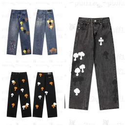 Jeans alla moda firmati da uomo Gamba dritta Jeans casual retrò larghi da uomo e da donna Pantaloni da jogging da esterno ricamati con stampa incrociata di lusso High Street