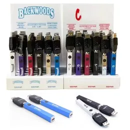 Cookies Backwoods 24ct Quad Battery 500mAh Preheat VV Variable Voltage for 510 Carts Batteries Bottom Concentrate Pens 24pcs Display Box