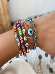 5 pçs conjunto vsco menina grânulo pulseira bohemia estilo étnico mão mau olhado charme pulseira feminino criativo contas de cerâmica carta brace2117501