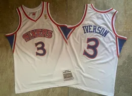 MEN039S Top Allen Iverson Mitchell Ness 199697 Beyaz Dikişli Jersey5822026