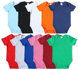 Baby Rompers stały kolor krótki rękaw Zdrowe bawełniane noworodka Jumpsuits Multi Color