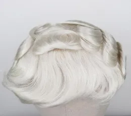 Men039S Wig 613 Blond Remy Human Hair Mens Toupee Full Pu Pure Handmade för manlig hårprotes 11664431710267