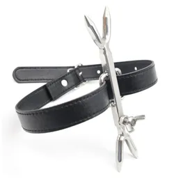 Aço inoxidável Hereges ForkLeather Collar BDSM Bondage Restrições Adultos Brinquedos Sexuais Para Casal Flertar Toys1208032