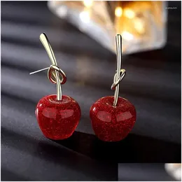 Dangle Chandelier Earrings Korea Needle Red Cherry Apple Girl Heart Personality Forest Fruit Wholesale Cute Drop Delivery Jewelry Dhtph