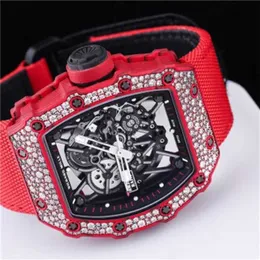 Richardmiler Luxury WatchesオートマチックワインディングメンズウィストウォッチRM Richardmiler Men's Series 35-02 Snowflake Diamond Red Devil Altimate Edition Comple Bo9u