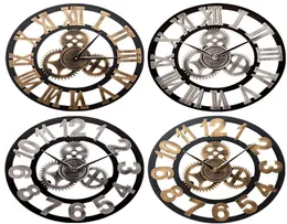 Wall Clocks Antique Style Clock Wood Gear Decorative Horloge Personality Roman Living Room Watch Mute Creative7672976