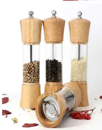 2pcslot 6 Inch Wood Acrylic Spice Pepper Mill with Strong Adjustable Ceramic Grinder Home Kitchen Tools for Cooking4040504