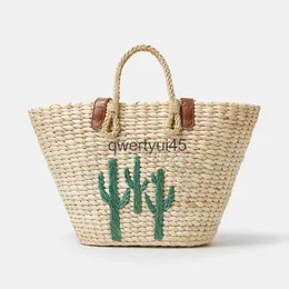 Umhängetaschen Fasion Cactus Paern Raan Damen andbags Corn usk Woven Soulder Casual Summer Beac Straw Basket Bag Large Tote PurseH24219